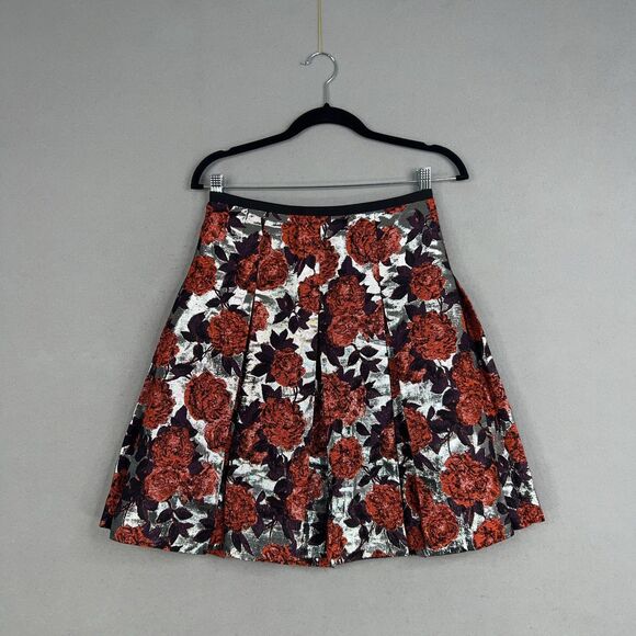 J Crew Collection Skirt Womens 0 Metallic Floral Brocade Pleated Dressy Formal - Picture 1 of 15